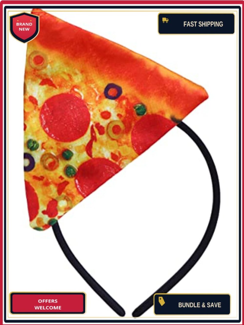 Pizza Slice Headband Funny Food Hair Hoop Cosplay Costume Festival Accessory